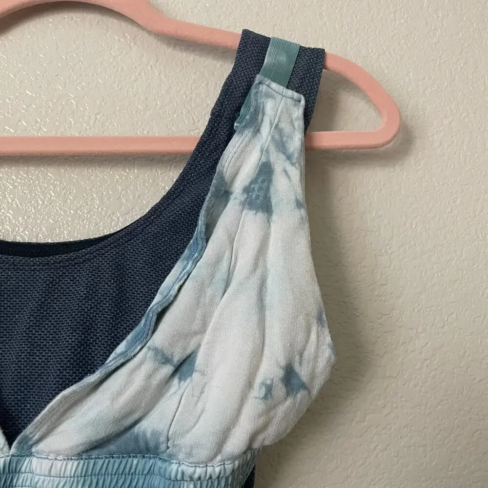 Free People Movement Sports Bra Womens‎ Small Gray Blue Oasis Tank Tie Dye Gym